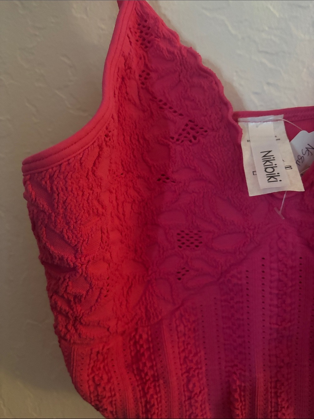 Nikibiki Bright Pink Lace V-Neck Crop Top - Picture 3 of 4
